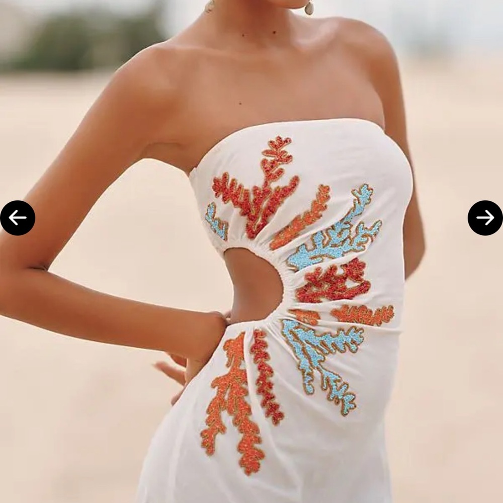 ANTHROPOLOGIE CELANDINE STRAPLESS CUTOUT LINEN DRESS - Picture 3 of 7